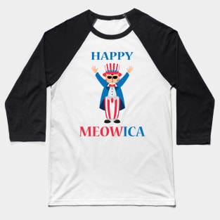 Happy Meowica, Fourth of July Baseball T-Shirt